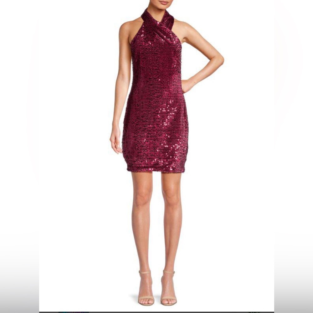 Rachel Roy Sequin Halter Dress XL NWT Party Cocktail Holiday Glam